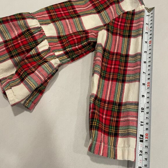 ~ Hanna Andersson 4 Plaid Flannel Top Long Sleeves Soft Red Green Black Shirt - Picture 6 of 13